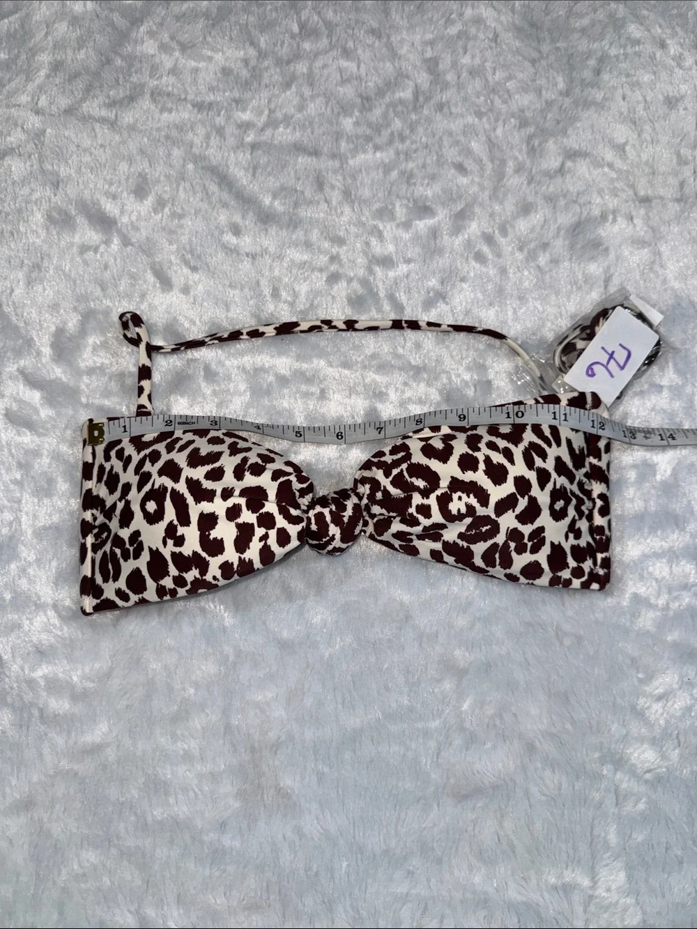 J. Crew Cream and Brown Leopard Knot Bikini Top